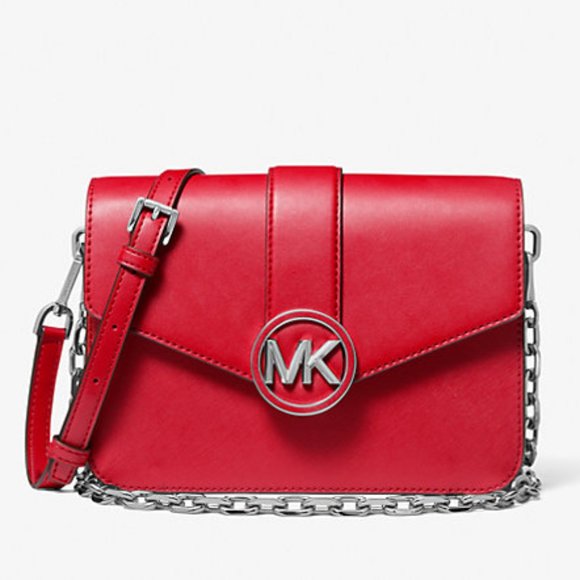 New Michael Kors Carmen Medium Convertible Shoulder Bag Bright Red - Picture 1 of 3